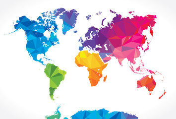 Obraz premium Mapa świata niskiej poli
