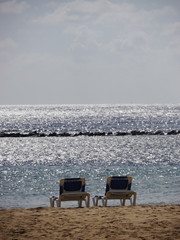 beach chair sand water