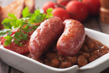 German sausage with kidney beans