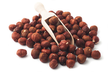 Pile of hazelnuts