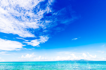 Naklejka na ściany i meble Sea, sky, landscape. Okinawa, Japan, Asia.