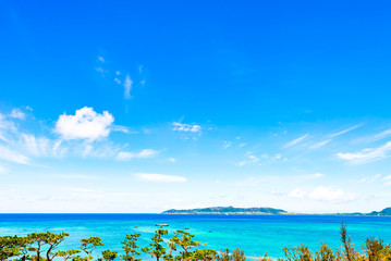 Sea, sky, landscape. Okinawa, Japan, Asia.
