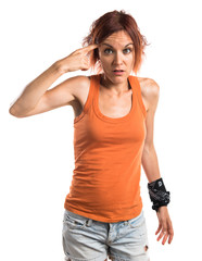 Woman making crazy gesture