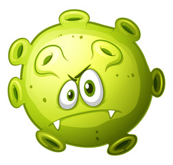 Green bacteria with evil face
