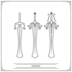 Rounded Fantasy Sword Lineart