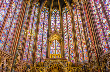 Artistic interior of the Sainte Chapelle in Paris