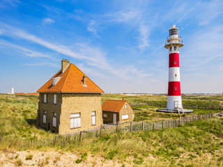 Fototapeta na wymiar Lighthouse on the coast of the North Sea, Belgium
