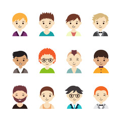 Collection of different avatars with men