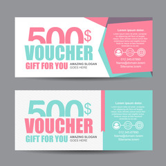 Gift voucher template with colorful pattern,cute gift voucher certificate coupon design template,
Collection gift certificate business card banner calling card poster,Vector illustration