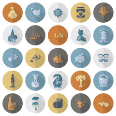 Set of Flat Autumn Icons
