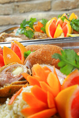 Catering tray with various meats