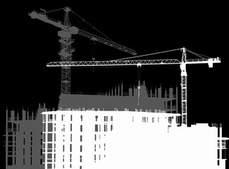 white and gray two cranes above unfinished buildings