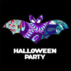 vector halloween background with isolated bat