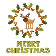 Merry Christmas deer vector background 