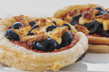 Close up of mini pizzas