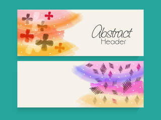 Colorful abstract web header or banner set.