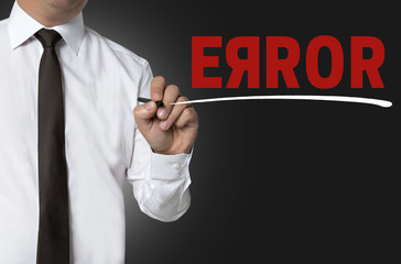 error is written by businessman background