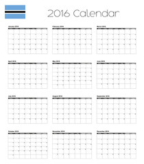 2016 Calendar with the Flag of Botswana