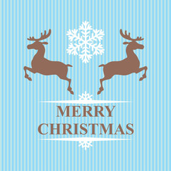 Christmas symbol reindeers and snowflakes on blue background