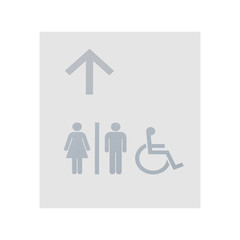 Obraz premium Grey restroom sign on white wall background