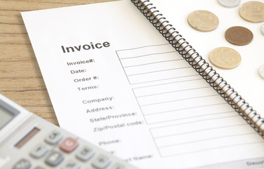 Close - up Detail of Business Document Invoice..