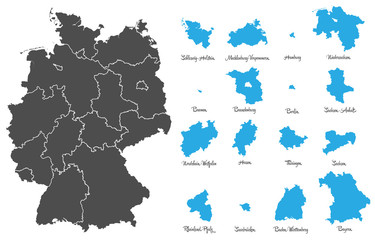 Deutschland Deutschlandkarte Landkarte mit Bundesländer Vektor