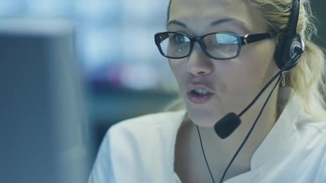 Woman Operator in Customer Support Service Center