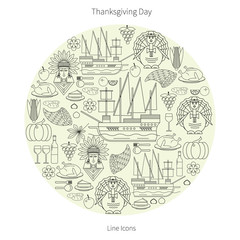 Linear icons on Thanksgiving