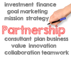 Partnership concept handwritten on white background