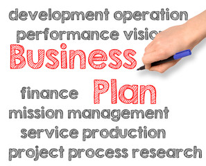 Business Plan concept handwritten on white background