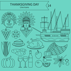 Linear illustrations on Thanksgiving