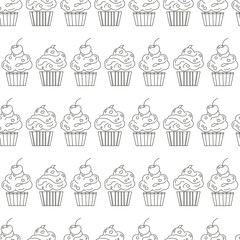 Seamless sweet cupcake party background pattern in vector