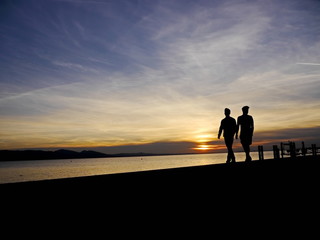silhouette of a jogger in sunrise