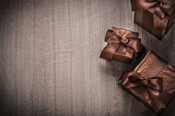 Gift boxes wrapped in glittery paper celebration concept