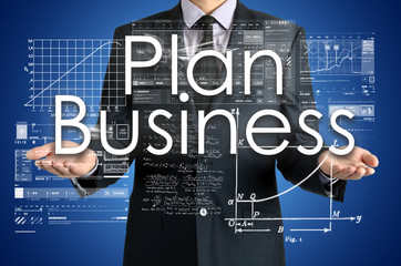 businessman presenting Plan Business concept of his own hands:
