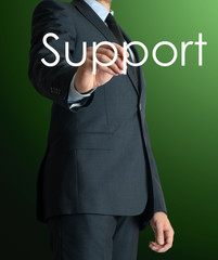 businessman hand writing support