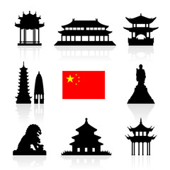 China Landmarks Icon Set. - 91547505