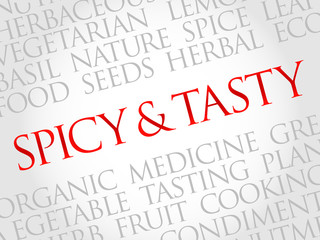 Spicy and tasty word cloud, health concept