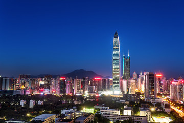 Fototapeta na wymiar panorama of skyscrapers in a modern city at night