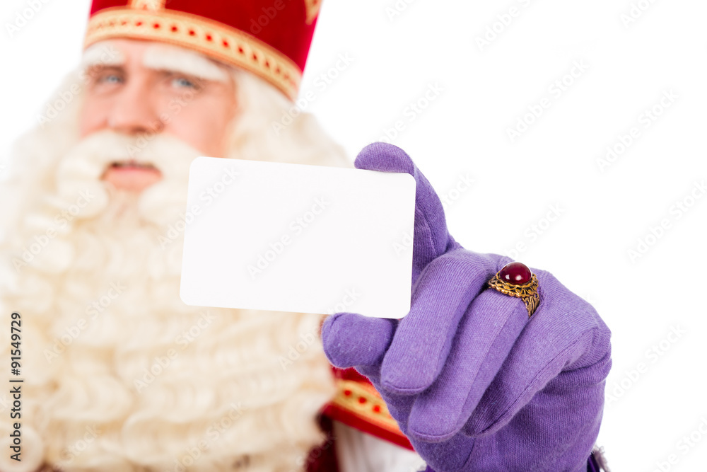 Canvas Prints Sinterklaas  with business card on white background