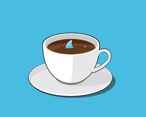 Cup of coffee with shark inside