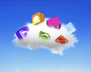 White cloud with colorful app blocks
