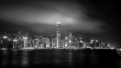 Hong Kong cityscape black and white Tone