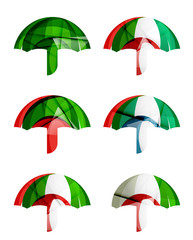 Set of abstract umbrella icons, business logotype protection