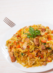stew cabbage with meat