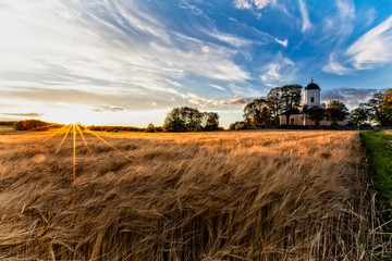 Autumn Sunset, Morby Church (M&ouml;rby Kyrka), Sweden