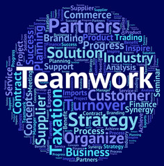 Teamwork Word Shows Organization Cooperation And Together