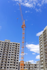 Fototapeta na wymiar Construction and hoist crane