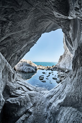 sea cave rocks. water reflections - 91554509