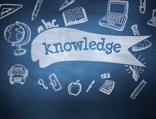 Knowledge against blue chalkboard